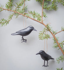 Mini Crow Carved Wooden Ornament