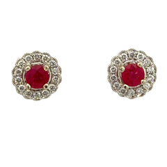 Ruby and Diamond Art Deco Reproduction Earrings