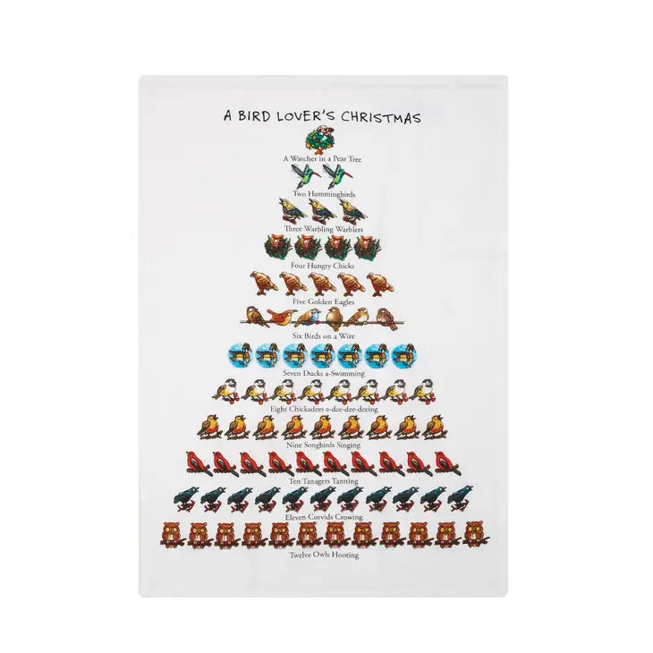 A Bird Lover's Christmas Print Kitchen Towel