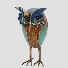Small Blue Owl Recycled Metal Animal