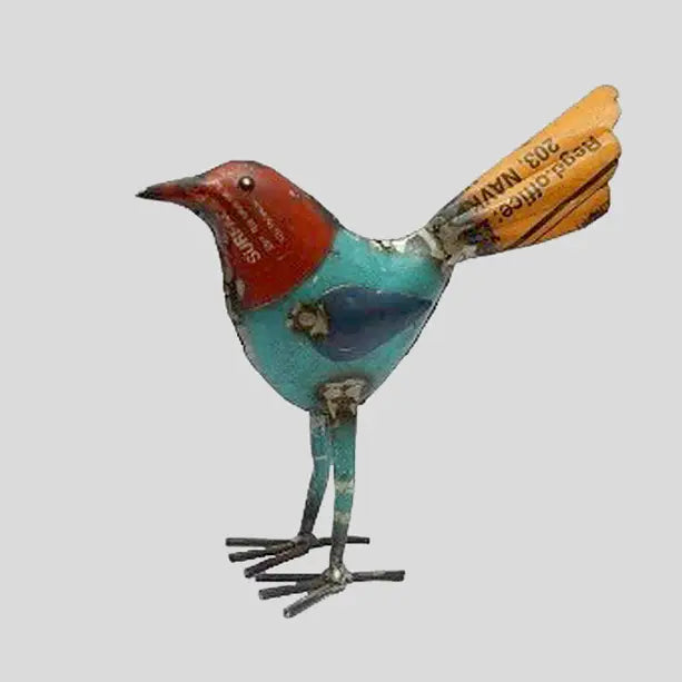 Yellow Tail Bird Recycled Metal Animal