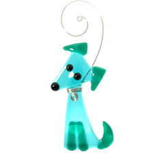 Dog Fused Glass Ornament - Turquoise/Green