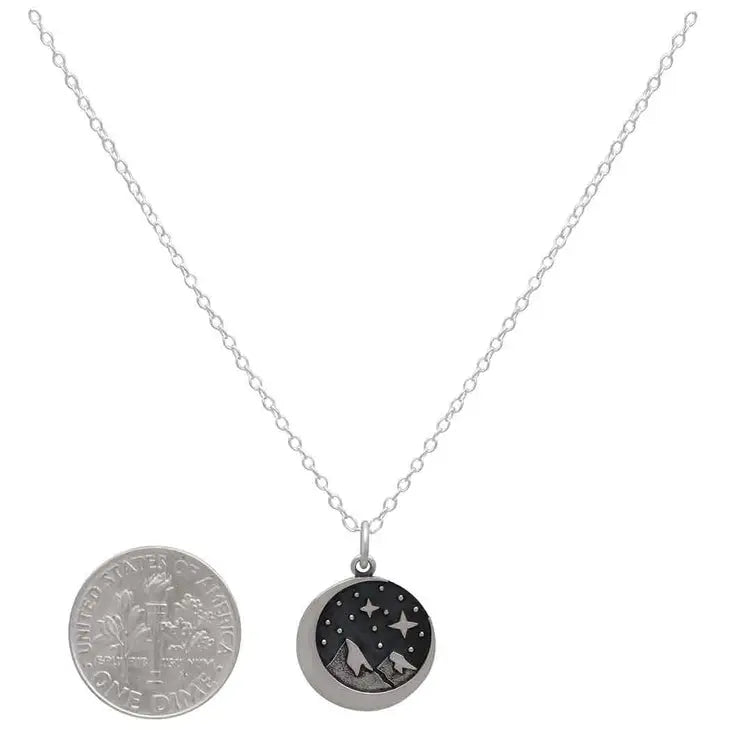 Sterling Silver Snow Cap Mountain Charm Necklace