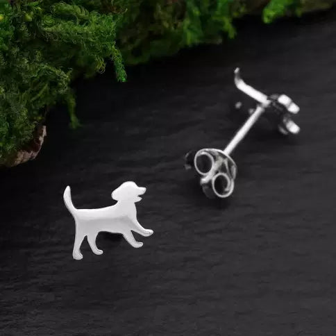 Sterling Silver Puppy Post Earrings