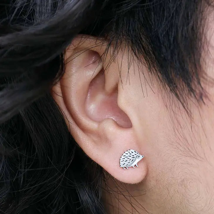 Sterling Silver Hedgehog Post Earrings