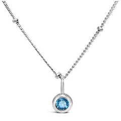 Stia Aquamarine CZ Birthstone Sterling Silver Necklace