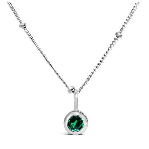 Stia Emerald CZ Birthstone Sterling Silver Necklace