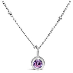 Stia Pink Tourmaline CZ Birthstone Sterling Silver Necklace