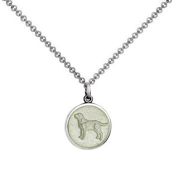 Colby Davis Sterling Small Dog Pendant in White Enamel on Chain