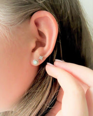 Stia Synthetic Opal Mini-Mini Stud Earrings in Sterling Silver