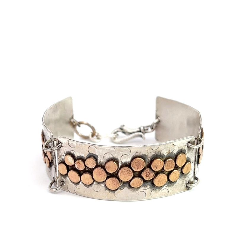 Textured Bracelet with Bronze Pebbles
