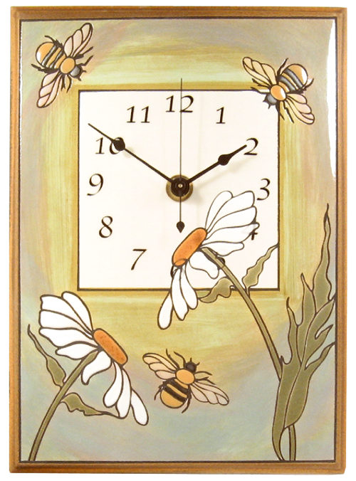 All Fired Up Large Ceramic Clock in Daisy Bee