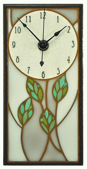 All Fired Up Tall Ceramic Wall Clock in Three Leaves