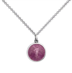Colby Davis Small Sterling Guardian Angel Pendant in Lavender Enamel on Chain