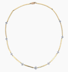Yellow Gold and Platinum Diamond Station Necklace