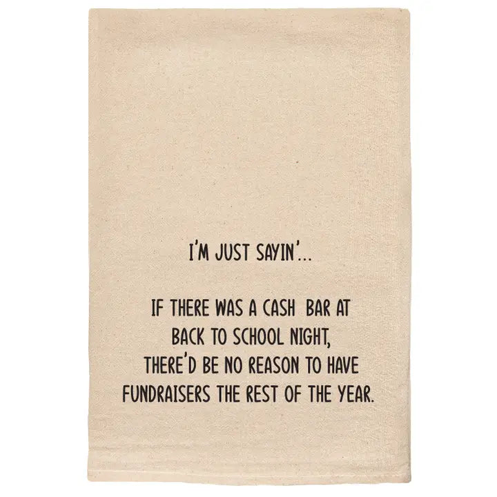 Cash Bar At Back To School Night | Teacher's Gift Tea Towel