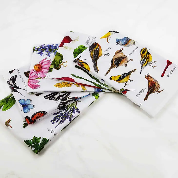 Field Guide Birds Printed Kitchen Towel