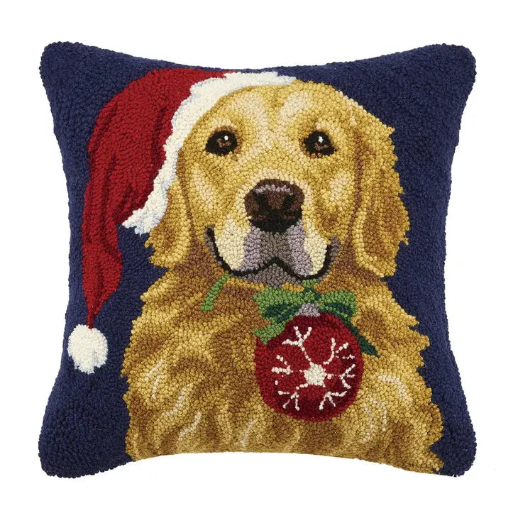 Retriever Dog with Ornament Hook Pillow - Christmas
