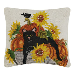 Cat & Sunflowers Hook Pillow - Mary Lake Thompson