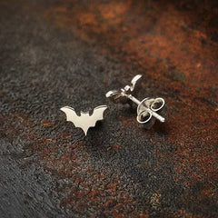 Sterling Silver Flat Tiny Bat Post Earrings