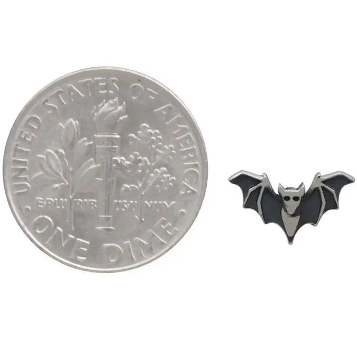 Sterling Silver Detailed Bat Post Earrings