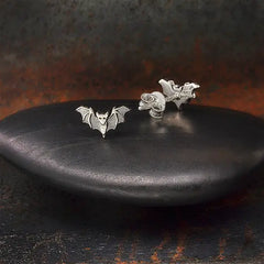 Sterling Silver Detailed Bat Post Earrings