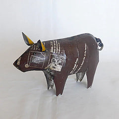 Brown Pig Recycled Metal Animal