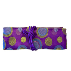 Purple Polka Dots Pattern Brocade Jewelry Roll