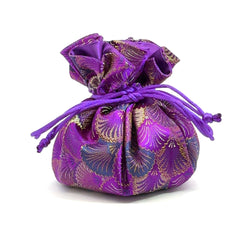 Purple Seashells Brocade Jewelry Pouch