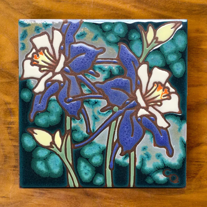 Columbines Hand Glazed Art Tile Trivet