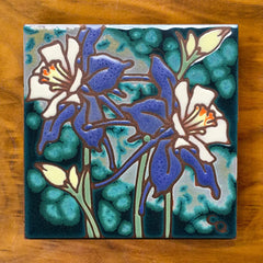 Columbines Hand Glazed Art Tile Trivet