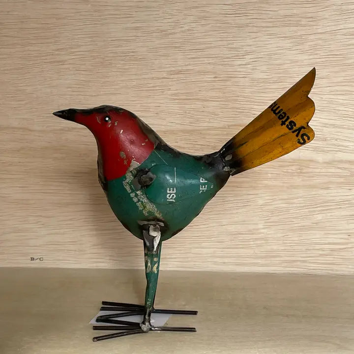 Yellow Tail Bird Recycled Metal Animal