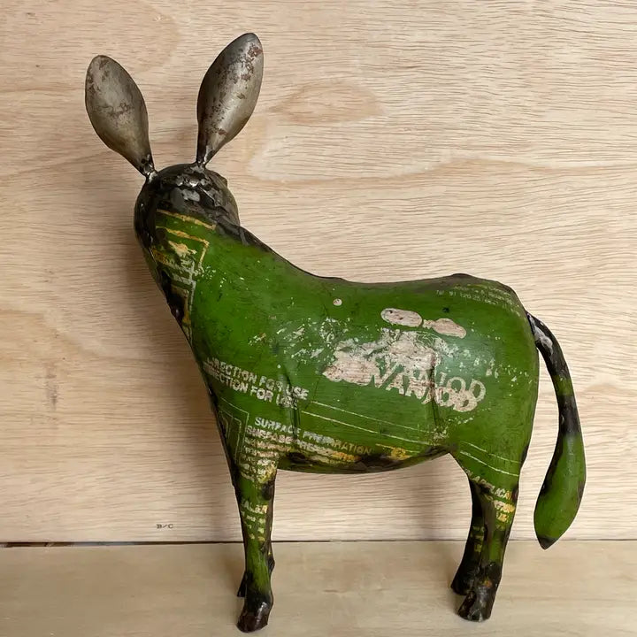 Medium Dot Ear Donkey Recycled Metal Animal