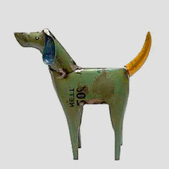 Green Standing Dog Recycled Metal Animal