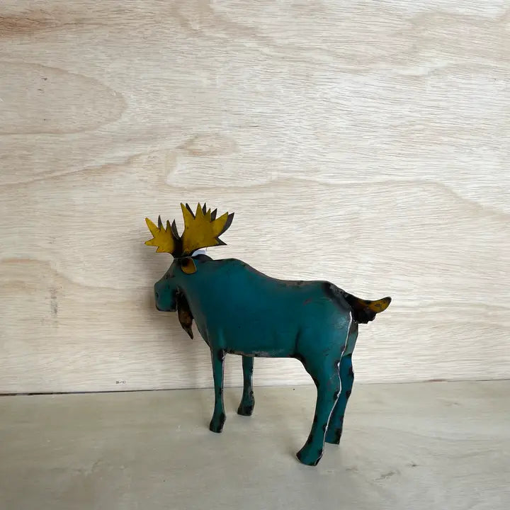 Moose Blue Recycled Metal Animal