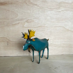 Moose Blue Recycled Metal Animal