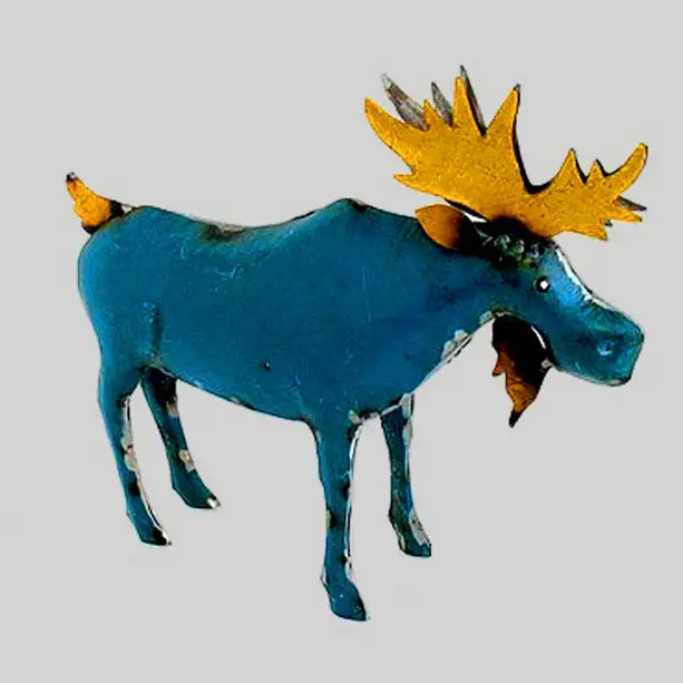 Moose Blue Recycled Metal Animal