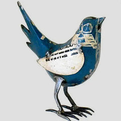 Bird Blue Recycled Metal Animal