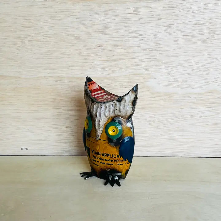 Owl Yellow Recycled Metal Animal