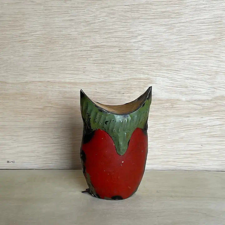 Owl Red Recycled Metal Animal