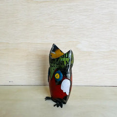 Owl Red Recycled Metal Animal