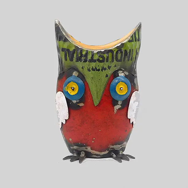 Owl Red Recycled Metal Animal