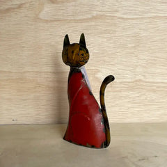 Sitting Cat Recycled Metal Animal