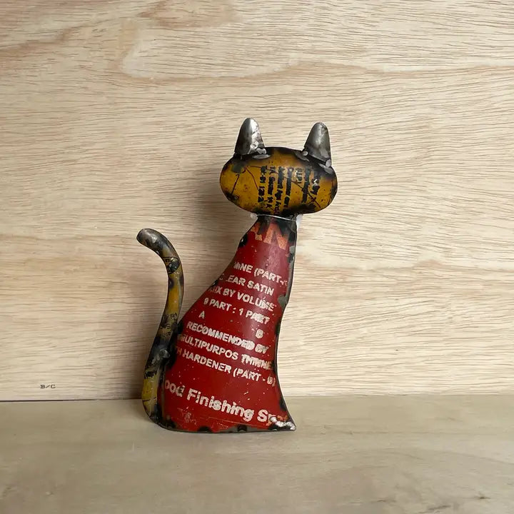 Sitting Cat Recycled Metal Animal