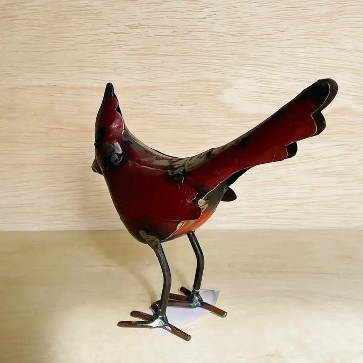 Cardinal Bird Recycled Metal Animal