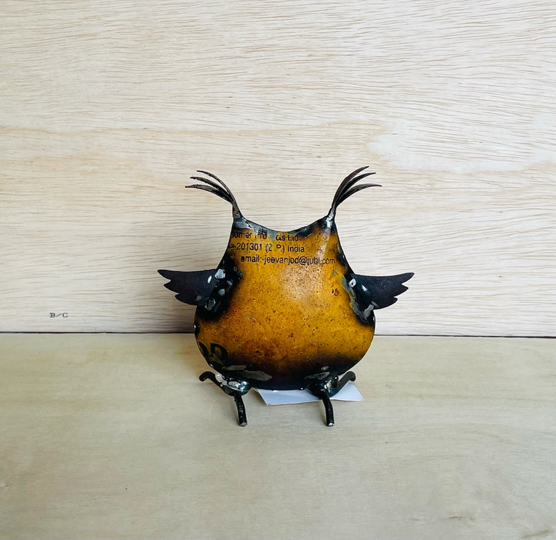 Little Yellow Owl Recycled Metal Animal