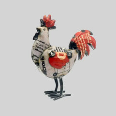 Rooster White Recycled Metal Animal