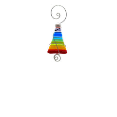 Striped Tiny Tree Fused Glass Ornament - Rainbow