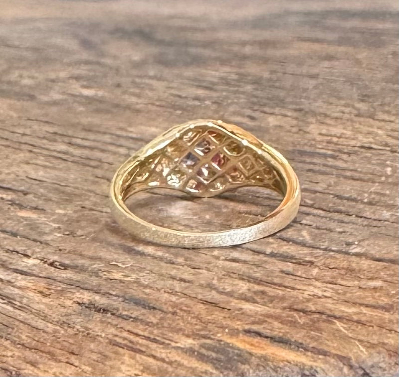 Rainbow and Tsavorite Garnet Flush Set Ring