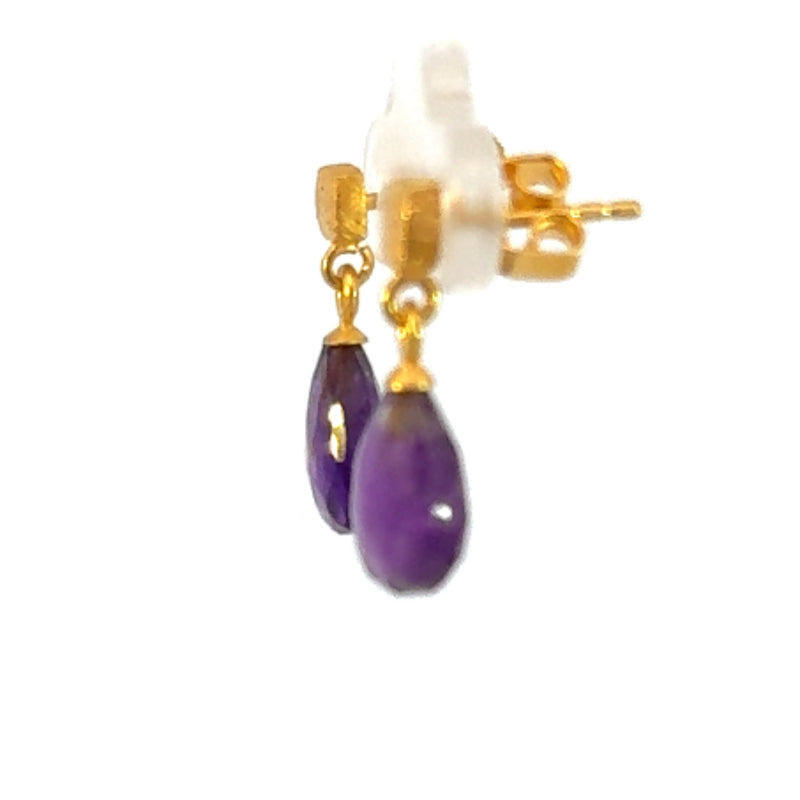 Amethyst Cube Faceted Earrings